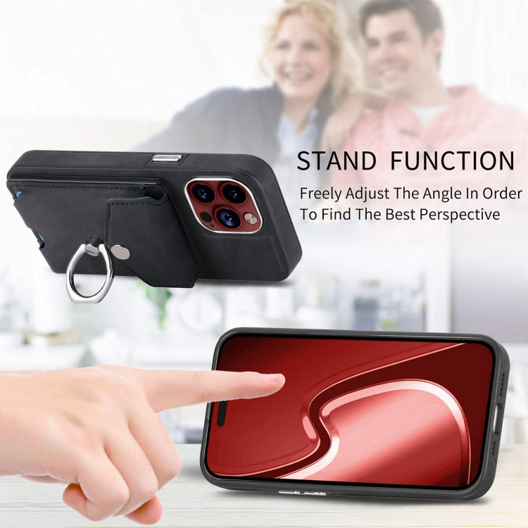 Electroplating Skin-feel Leather Ring Card Wallet Phone Case, For iPhone 15 Pro Max, For  iPhone 15 Plus, For iPhone 15 Pro, For  iPhone 15