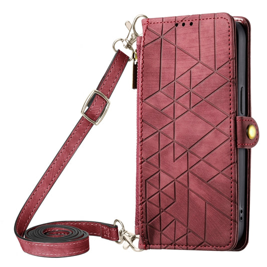 Geometric Zipper Wallet Side Buckle Leather Phone Case with Crossbody Lanyard, For iPhone 13 Pro Max, For iPhone 13 Pro, For iPhone 13, For iPhone 12
