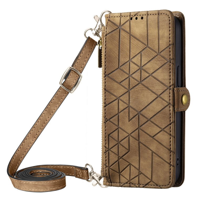 Geometric Zipper Wallet Side Buckle Leather Phone Case with Crossbody Lanyard, For  iPhone 15 Pro Max, For iPhone 15 Pro, For iPhone 15 Plus, For iPhone 15