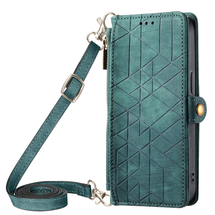 Geometric Zipper Wallet Side Buckle Leather Phone Case with Crossbody Lanyard, For  iPhone 15 Pro Max, For iPhone 15 Pro, For iPhone 15 Plus, For iPhone 15