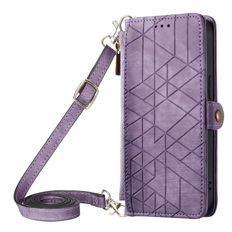 Geometric Zipper Wallet Side Buckle Leather Phone Case with Crossbody Lanyard, For  iPhone 15 Pro Max, For iPhone 15 Pro, For iPhone 15 Plus, For iPhone 15
