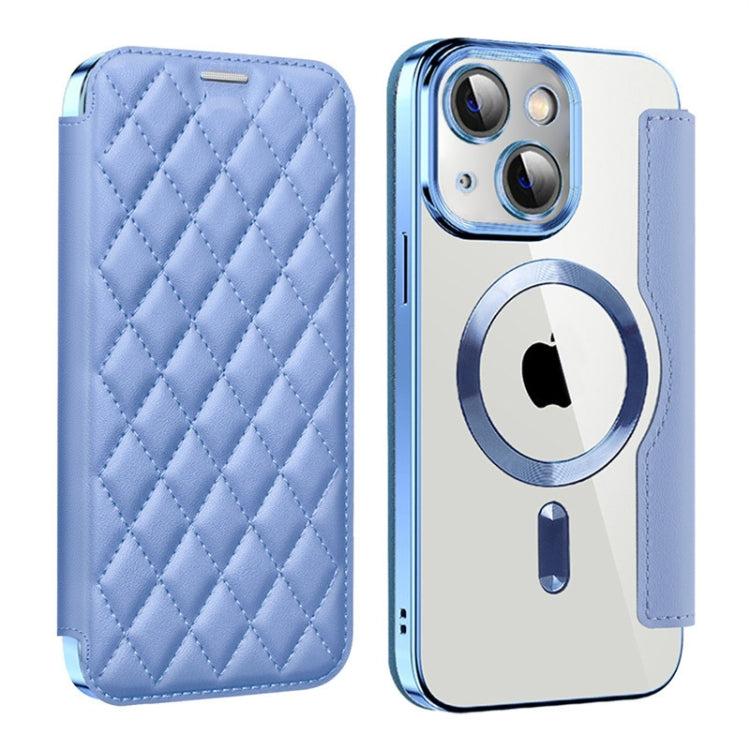 Shield Magsafe RFID Anti-theft Rhombus Leather Phone Case, For iPhone 15, For iPhone 14 Plus, For iPhone 14