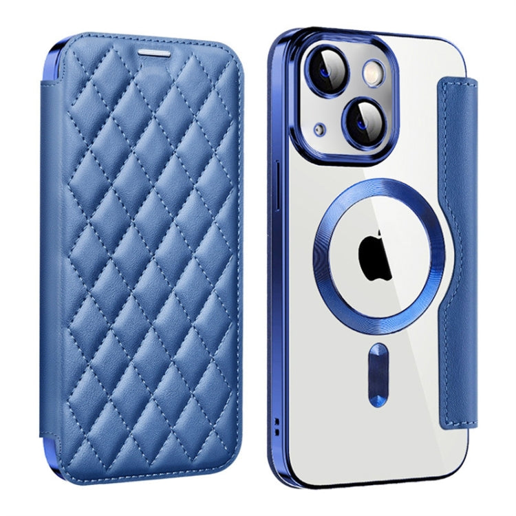 Shield Magsafe RFID Anti-theft Rhombus Leather Phone Case, For iPhone 15, For iPhone 14 Plus, For iPhone 14