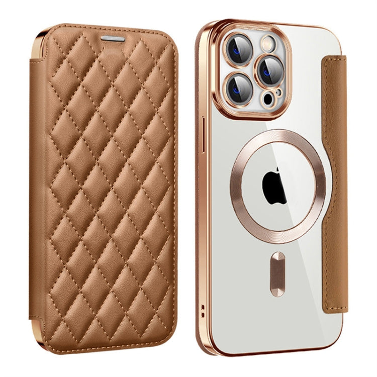 Shield Magsafe RFID Anti-theft Rhombus Leather Phone Case, For iPhone 14 Pro, For iPhone 14 Pro Max, For iPhone 13 Pro Max