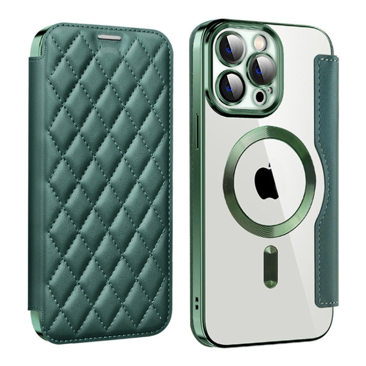 Shield Magsafe RFID Anti-theft Rhombus Leather Phone Case, For iPhone 14 Pro, For iPhone 14 Pro Max, For iPhone 13 Pro Max