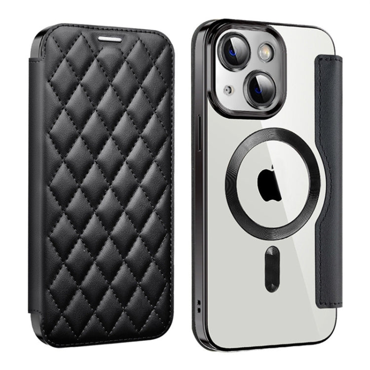 Shield Magsafe RFID Anti-theft Rhombus Leather Phone Case, For iPhone 15, For iPhone 14 Plus, For iPhone 14