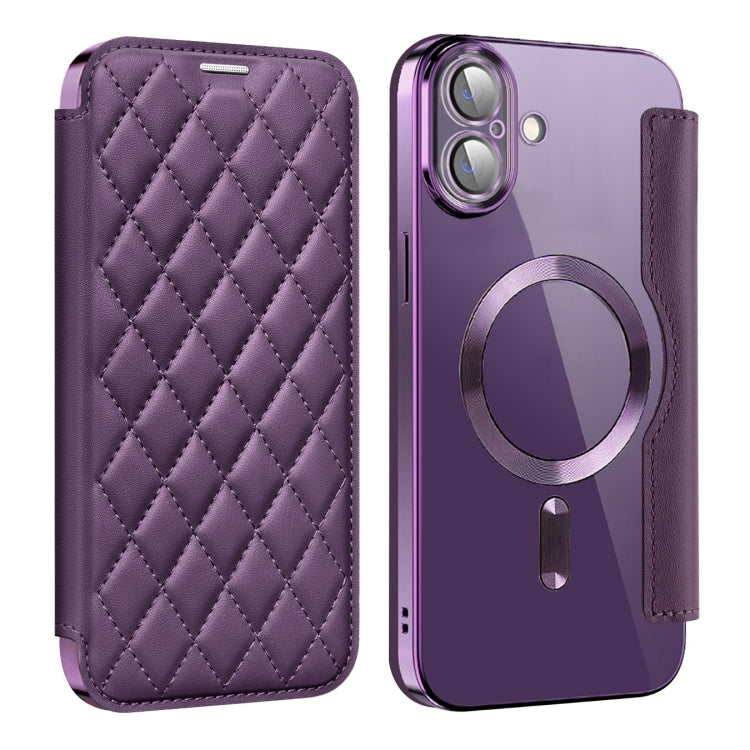 Shield Magsafe RFID Anti-theft Rhombus Leather Phone Case, For iPhone 15 Pro Max, For iPhone 15 Pro, For iPhone 15 Plus