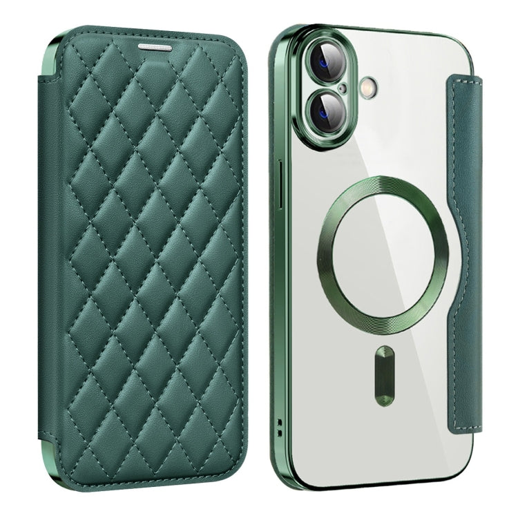 Shield Magsafe RFID Anti-theft Rhombus Leather Phone Case, For iPhone 16 Pro, For iPhone 16 Plus, For iPhone 16
