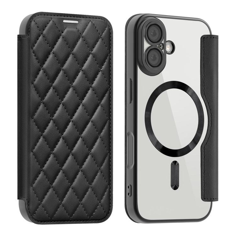 Shield Magsafe RFID Anti-theft Rhombus Leather Phone Case, For iPhone Air, For iPhone 16e, For iPhone 16 Pro Max