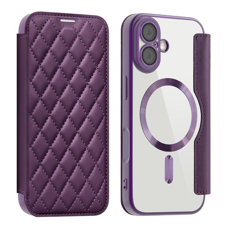 Shield Magsafe RFID Anti-theft Rhombus Leather Phone Case, For iPhone Air, For iPhone 16e, For iPhone 16 Pro Max