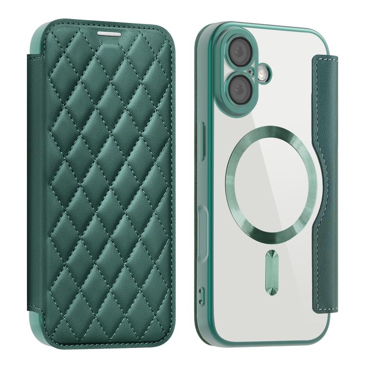 Shield Magsafe RFID Anti-theft Rhombus Leather Phone Case, For iPhone Air, For iPhone 16e, For iPhone 16 Pro Max