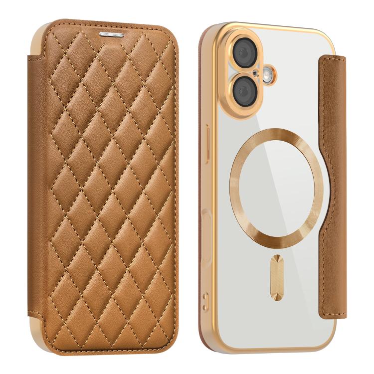 Shield Magsafe RFID Anti-theft Rhombus Leather Phone Case, For iPhone Air, For iPhone 16e, For iPhone 16 Pro Max