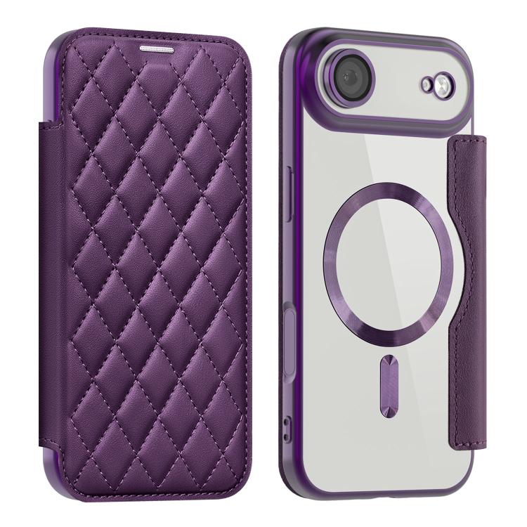 Shield Magsafe RFID Anti-theft Rhombus Leather Phone Case, For iPhone Air, For iPhone 16e, For iPhone 16 Pro Max