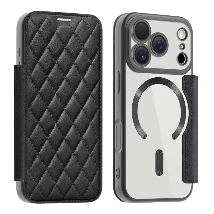 Shield Magsafe RFID Anti-theft Rhombus Leather Phone Case, For iPhone Air, For iPhone 16e, For iPhone 16 Pro Max