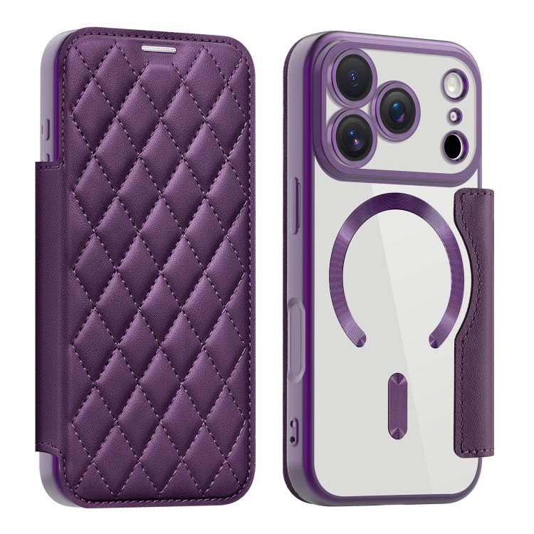Shield Magsafe RFID Anti-theft Rhombus Leather Phone Case, For iPhone Air, For iPhone 16e, For iPhone 16 Pro Max