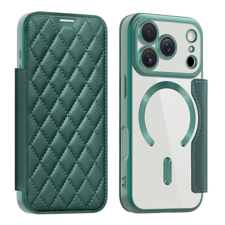 Shield Magsafe RFID Anti-theft Rhombus Leather Phone Case, For iPhone Air, For iPhone 16e, For iPhone 16 Pro Max