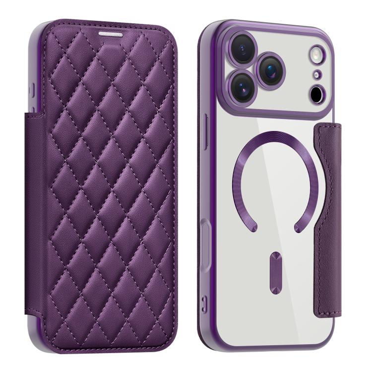 Shield Magsafe RFID Anti-theft Rhombus Leather Phone Case, For iPhone 17 Pro Max, For iPhone 17 Pro, For iPhone 17