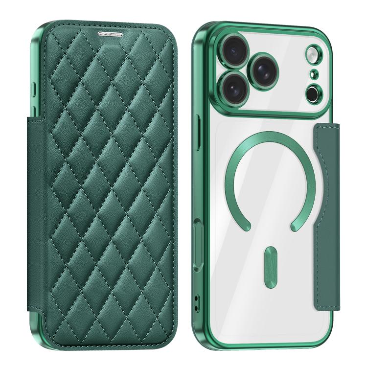 Shield Magsafe RFID Anti-theft Rhombus Leather Phone Case, For iPhone 17 Pro Max, For iPhone 17 Pro, For iPhone 17