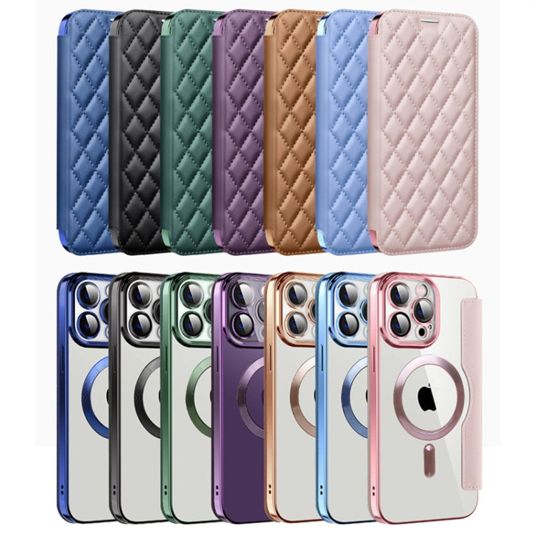 Shield Magsafe RFID Anti-theft Rhombus Leather Phone Case, For iPhone 15 Pro Max, For iPhone 15 Pro, For iPhone 15 Plus