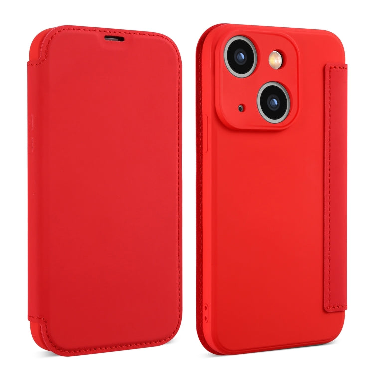 Imitate Liquid Skin Feel Leather Phone Case with Card Slots, For iPhone 15 Plus, For iPhone 15