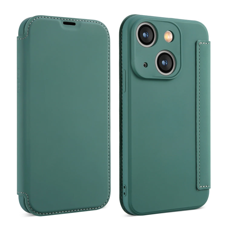 Imitate Liquid Skin Feel Leather Phone Case with Card Slots, For iPhone 15 Plus, For iPhone 15