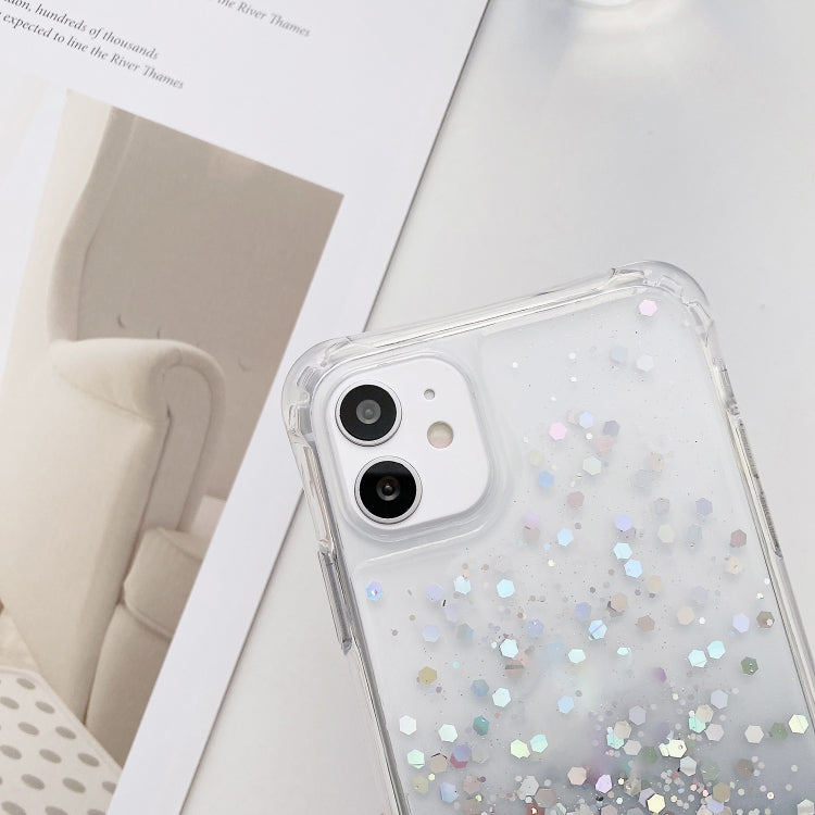 Gradient Glitter Epoxy TPU Thickened Acrylic Phone Case with Round Neck Lanyard, For iPhone 15 Pro Max, For iPhone 15 Pro, For iPhone 15 Plus, For  iPhone 15