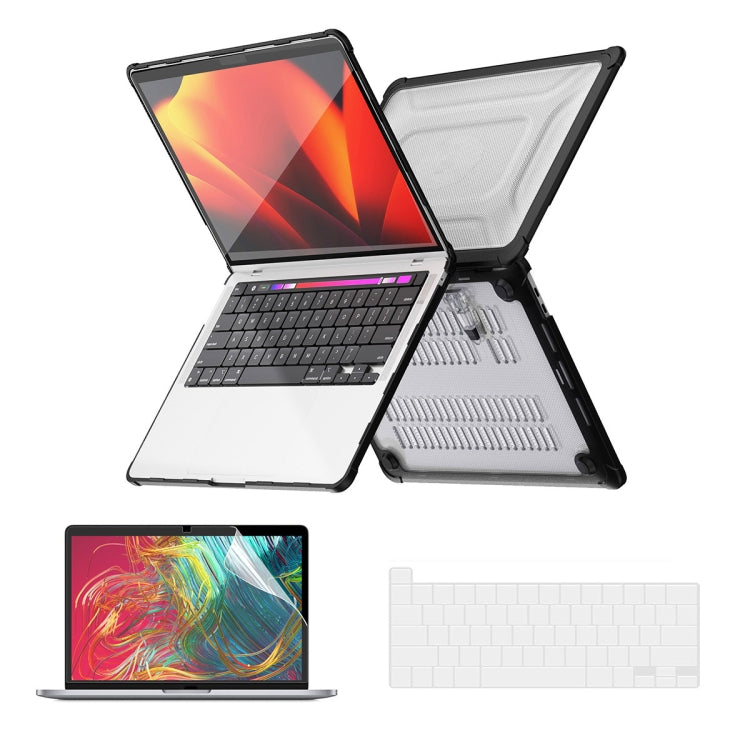 ENKAY Hat-Prince 3 in 1 Protective Bracket Case Cover Hard Shell with TPU Keyboard Film / PET Screen Protector, Version:US, For MacBook Air 15.3 A2941, For MacBook Pro 14.2 A2442/A2779, For MacBook Air 13.6 A2681, For MacBook Pro 13.3 A2251/A2289/A2338