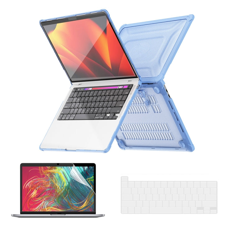 ENKAY Hat-Prince 3 in 1 Protective Bracket Case Cover Hard Shell with TPU Keyboard Film / PET Screen Protector, Version:US, For MacBook Air 15.3 A2941, For MacBook Pro 14.2 A2442/A2779, For MacBook Air 13.6 A2681, For MacBook Pro 13.3 A2251/A2289/A2338