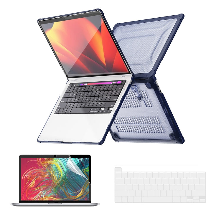 ENKAY Hat-Prince 3 in 1 Protective Bracket Case Cover Hard Shell with TPU Keyboard Film / PET Screen Protector, Version:US, For MacBook Air 15.3 A2941, For MacBook Pro 14.2 A2442/A2779, For MacBook Air 13.6 A2681, For MacBook Pro 13.3 A2251/A2289/A2338