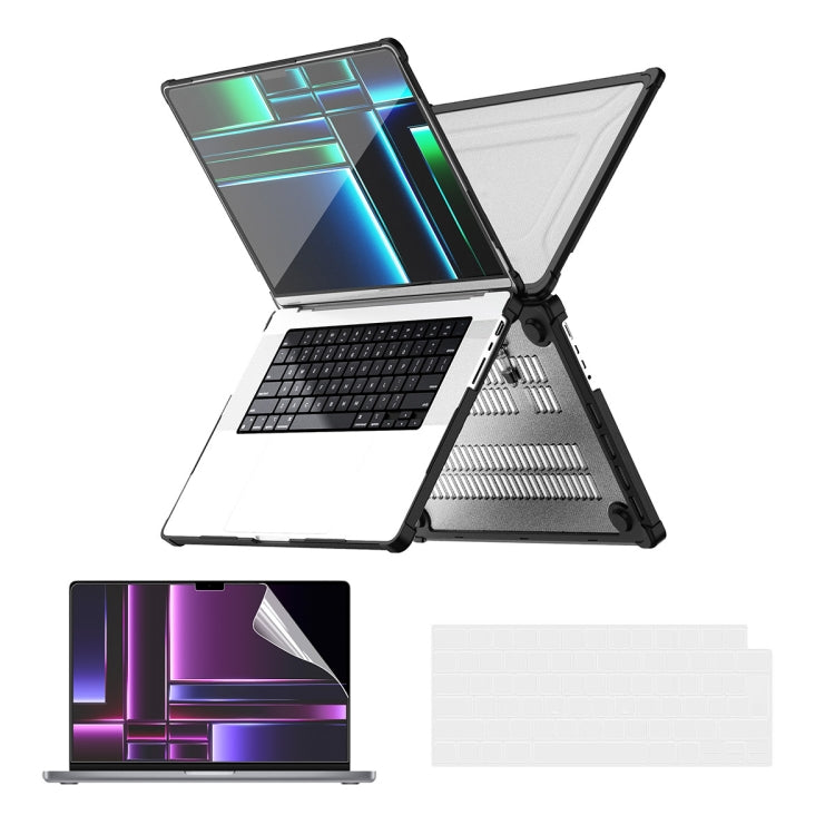 ENKAY Hat-Prince 3 in 1 Protective Bracket Case Cover Hard Shell with TPU Keyboard Film / PET Screen Protector, Version:US, For MacBook Air 15.3 A2941, For MacBook Pro 14.2 A2442/A2779, For MacBook Air 13.6 A2681, For MacBook Pro 13.3 A2251/A2289/A2338