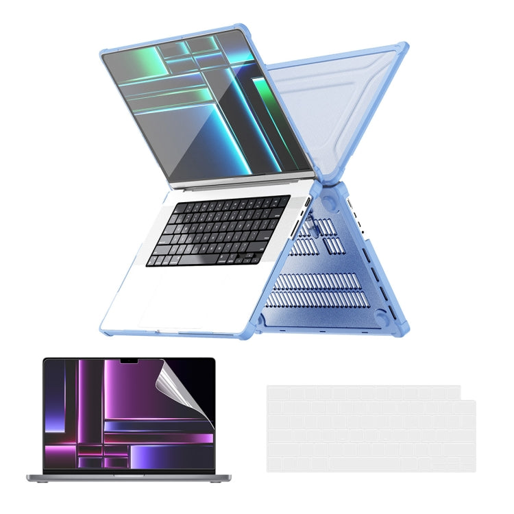 ENKAY Hat-Prince 3 in 1 Protective Bracket Case Cover Hard Shell with TPU Keyboard Film / PET Screen Protector, Version:US, For MacBook Air 15.3 A2941, For MacBook Pro 14.2 A2442/A2779, For MacBook Air 13.6 A2681, For MacBook Pro 13.3 A2251/A2289/A2338