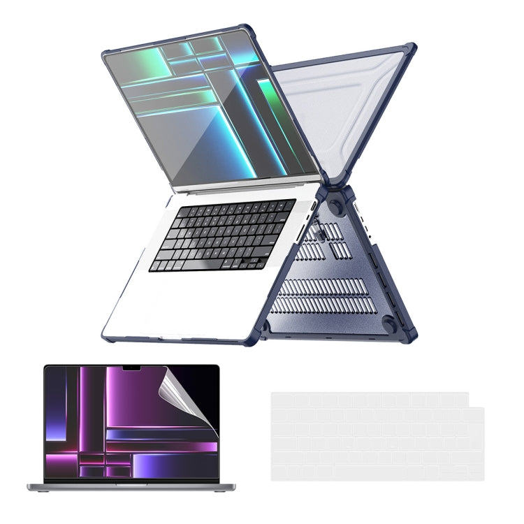 ENKAY Hat-Prince 3 in 1 Protective Bracket Case Cover Hard Shell with TPU Keyboard Film / PET Screen Protector, Version:US, For MacBook Air 15.3 A2941, For MacBook Pro 14.2 A2442/A2779, For MacBook Air 13.6 A2681, For MacBook Pro 13.3 A2251/A2289/A2338