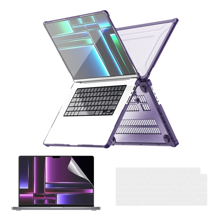 ENKAY Hat-Prince 3 in 1 Protective Bracket Case Cover Hard Shell with TPU Keyboard Film / PET Screen Protector, Version:US, For MacBook Air 15.3 A2941, For MacBook Pro 14.2 A2442/A2779, For MacBook Air 13.6 A2681, For MacBook Pro 13.3 A2251/A2289/A2338