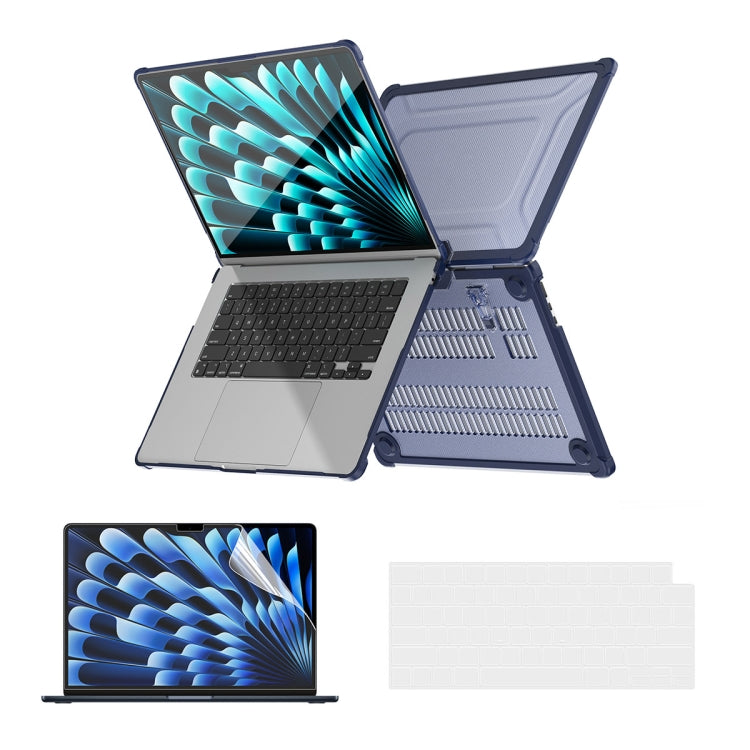 ENKAY Hat-Prince 3 in 1 Protective Bracket Case Cover Hard Shell with TPU Keyboard Film / PET Screen Protector, Version:US, For MacBook Air 15.3 A2941, For MacBook Pro 14.2 A2442/A2779, For MacBook Air 13.6 A2681, For MacBook Pro 13.3 A2251/A2289/A2338