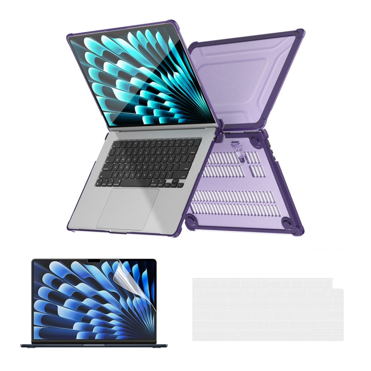 ENKAY Hat-Prince 3 in 1 Protective Bracket Case Cover Hard Shell with TPU Keyboard Film / PET Screen Protector, Version:US, For MacBook Air 15.3 A2941, For MacBook Pro 14.2 A2442/A2779, For MacBook Air 13.6 A2681, For MacBook Pro 13.3 A2251/A2289/A2338