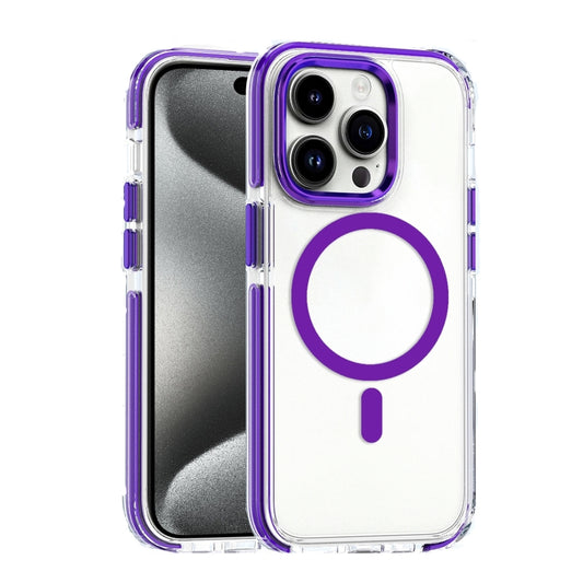 Dual-color MagSafe TPU Hybrid Clear PC Shockproof Phone Case, For iPhone 15 Pro Max, For iPhone 15 Pro, For iPhone 15 Plus, For iPhone 15