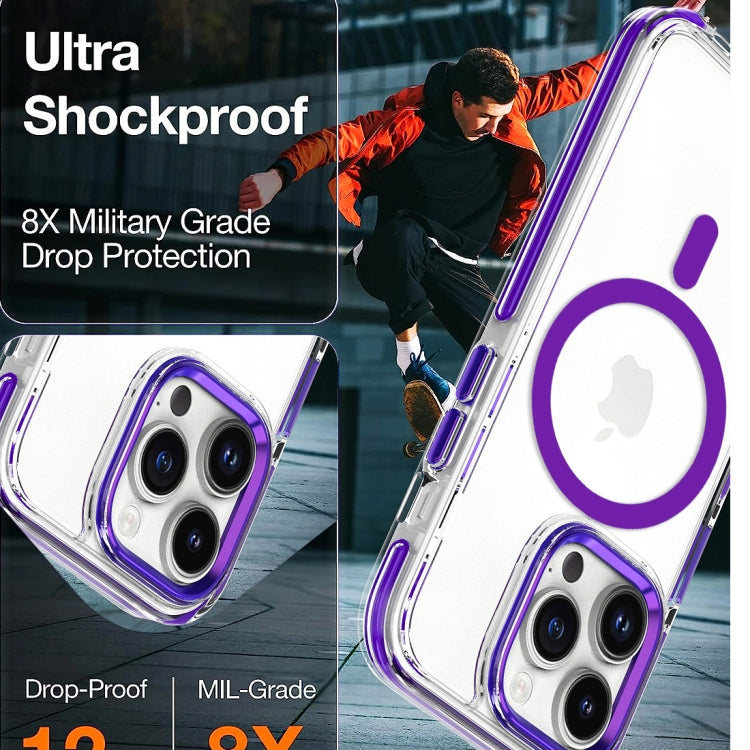 Dual-color MagSafe TPU Hybrid Clear PC Shockproof Phone Case, For iPhone 13 Pro Max