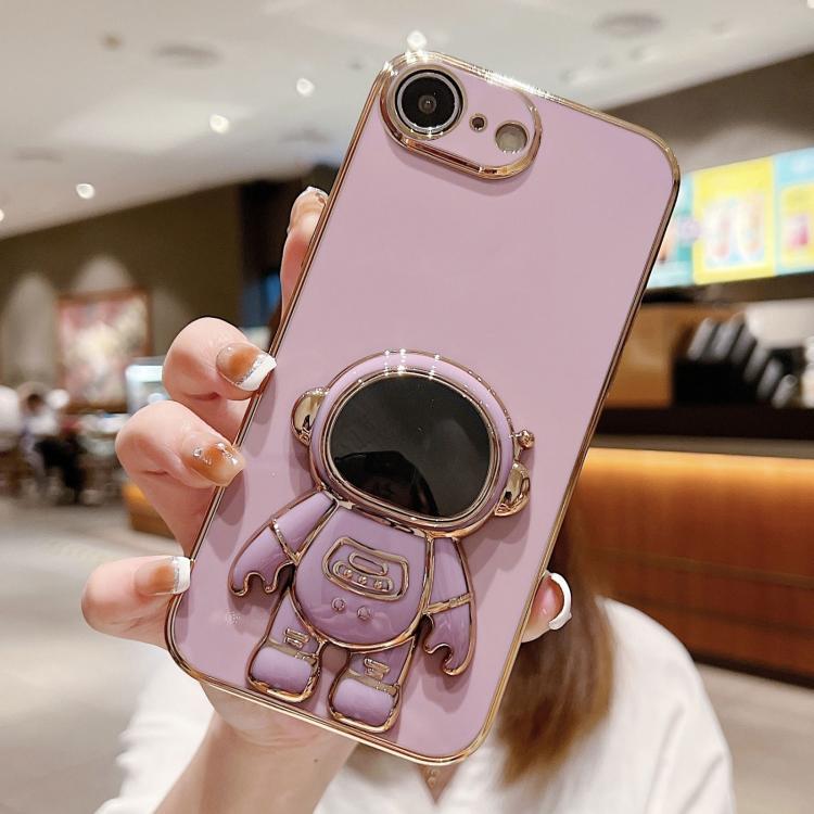 Electroplating Astronaut Holder Phone Case, For iPhone 16 Pro Max, For iPhone 16 Pro, For iPhone 16 Plus, For iPhone 16