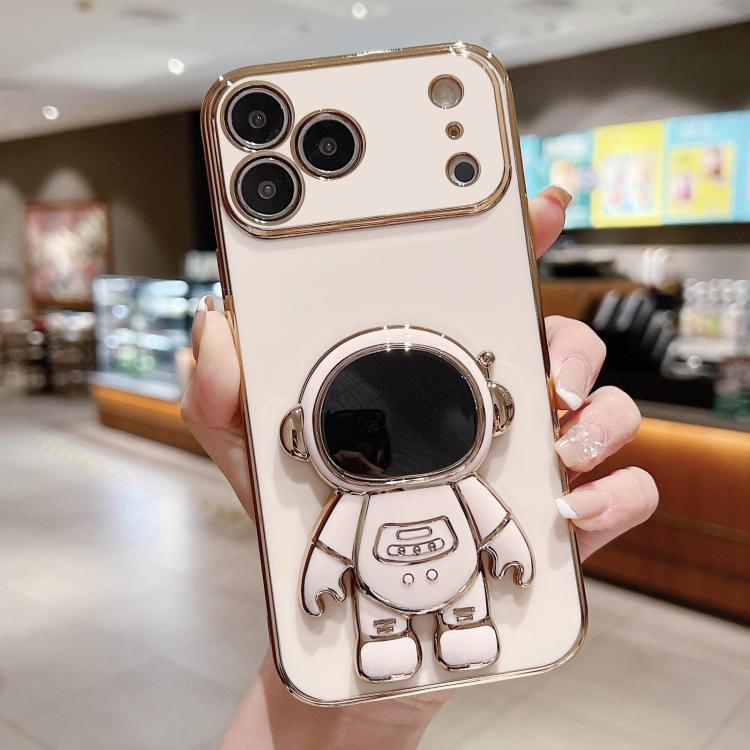 Electroplating Astronaut Holder Phone Case, For iPhone 16 Pro Max, For iPhone 16 Pro, For iPhone 16 Plus, For iPhone 16
