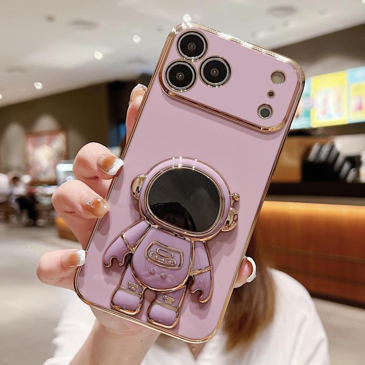 Electroplating Astronaut Holder Phone Case, For iPhone 16 Pro Max, For iPhone 16 Pro, For iPhone 16 Plus, For iPhone 16