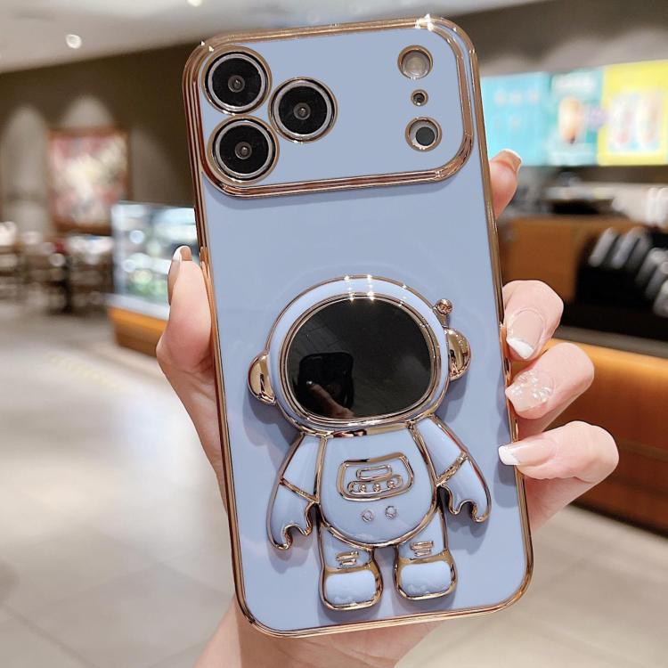 Electroplating Astronaut Holder Phone Case, For iPhone 16 Pro Max, For iPhone 16 Pro, For iPhone 16 Plus, For iPhone 16