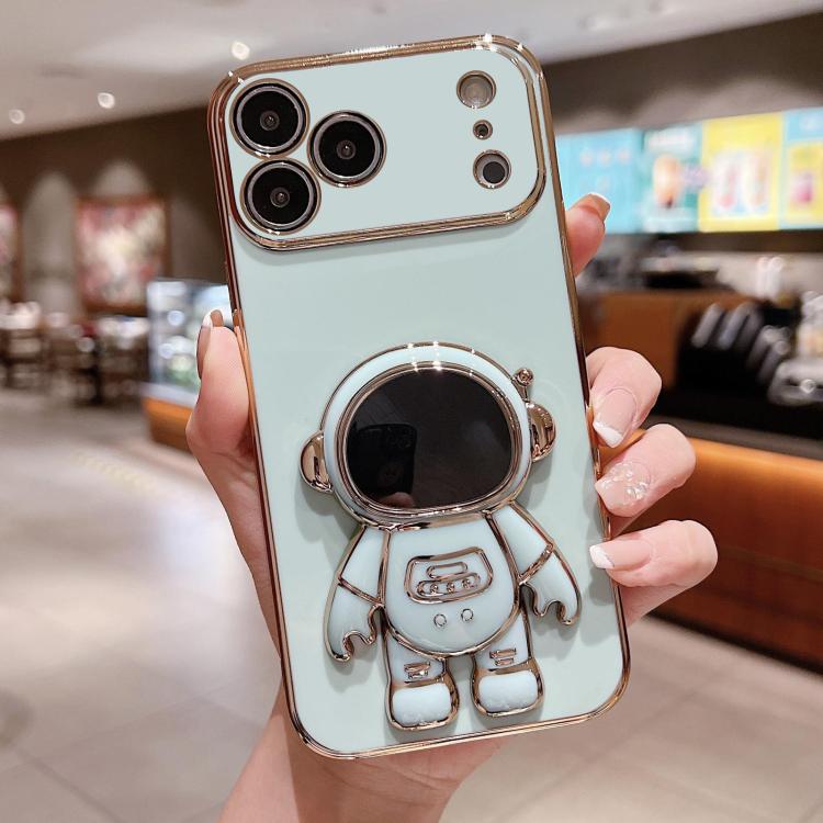 Electroplating Astronaut Holder Phone Case, For iPhone 16 Pro Max, For iPhone 16 Pro, For iPhone 16 Plus, For iPhone 16