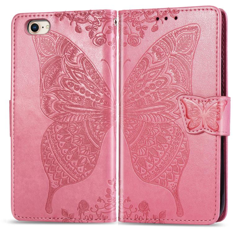 Butterfly Love Flower Embossed Leather Phone Case, For iPhone Air, For iPhone 16e, For iPhone 16 Pro Max