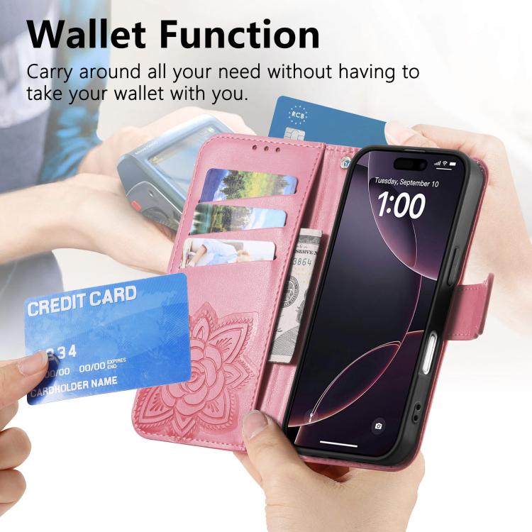 Butterfly Love Flower Embossed Leather Phone Case, For iPhone Air, For iPhone 16e, For iPhone 16 Pro Max
