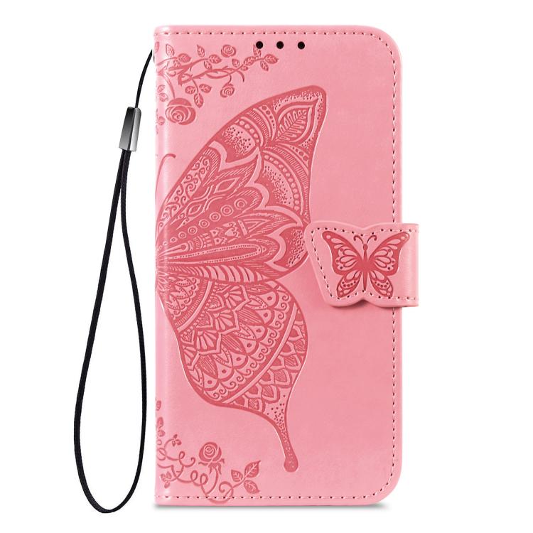 Butterfly Love Flower Embossed Leather Phone Case, For iPhone Air, For iPhone 16e, For iPhone 16 Pro Max