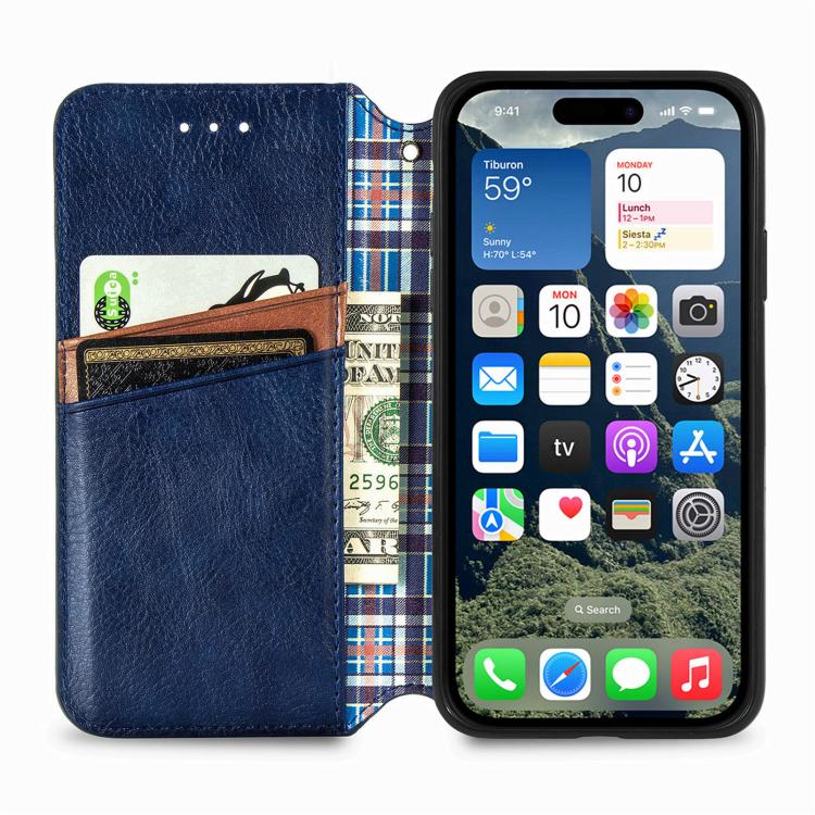 Cubic Grid Pressed Magnetic Leather Phone Case, For iPhone 17 Pro Max, For iPhone 17 Pro, For iPhone 17, For iPhone Air