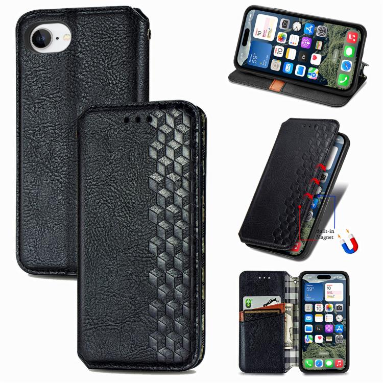 Cubic Grid Pressed Magnetic Leather Phone Case, For iPhone 17 Pro Max, For iPhone 17 Pro, For iPhone 17, For iPhone Air