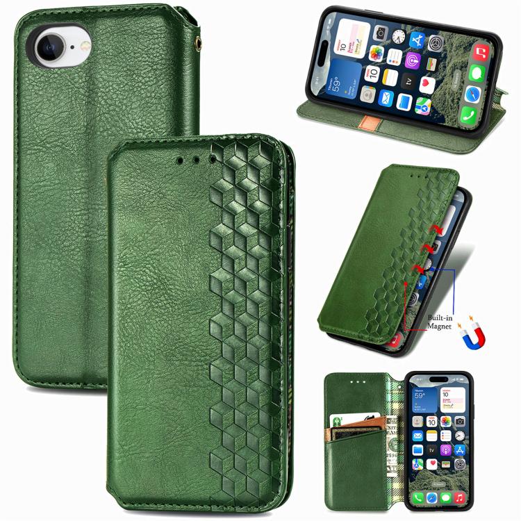 Cubic Grid Pressed Magnetic Leather Phone Case, For iPhone 17 Pro Max, For iPhone 17 Pro, For iPhone 17, For iPhone Air