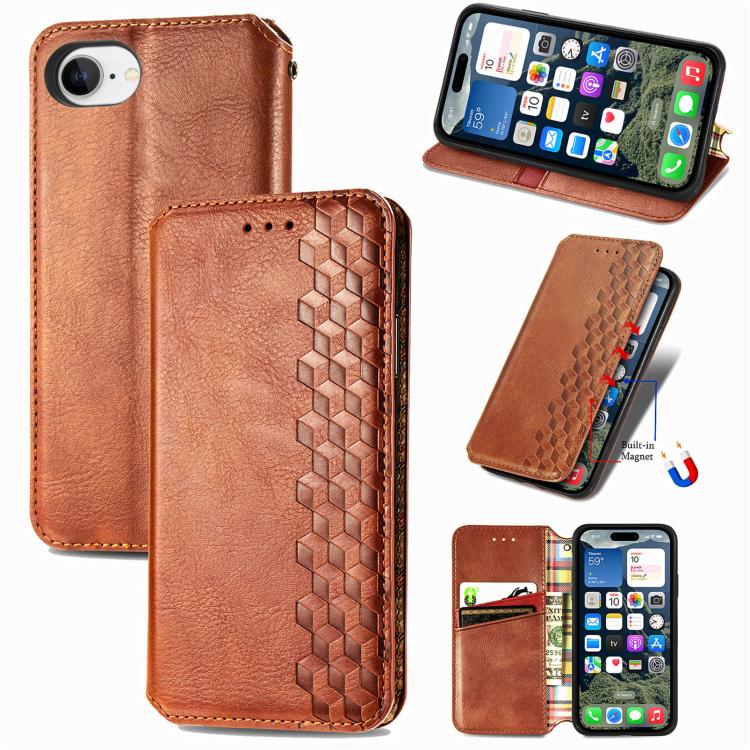 Cubic Grid Pressed Magnetic Leather Phone Case, For iPhone 17 Pro Max, For iPhone 17 Pro, For iPhone 17, For iPhone Air