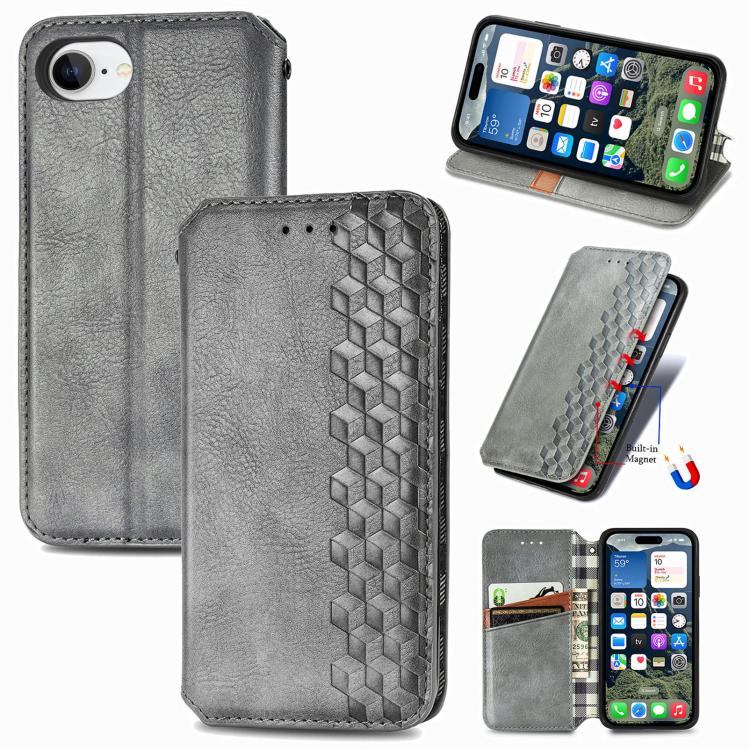 Cubic Grid Pressed Magnetic Leather Phone Case, For iPhone 17 Pro Max, For iPhone 17 Pro, For iPhone 17, For iPhone Air